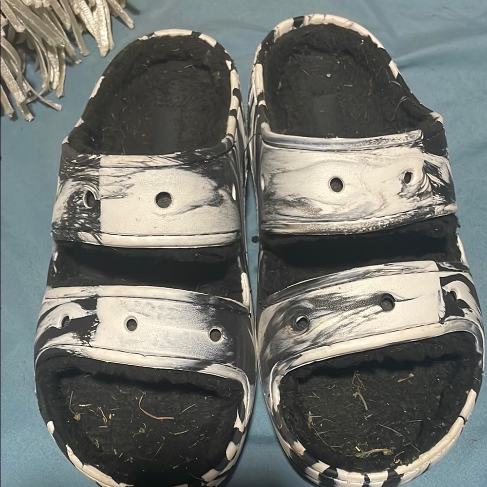 Crocs Black and White Slip-On Shoes